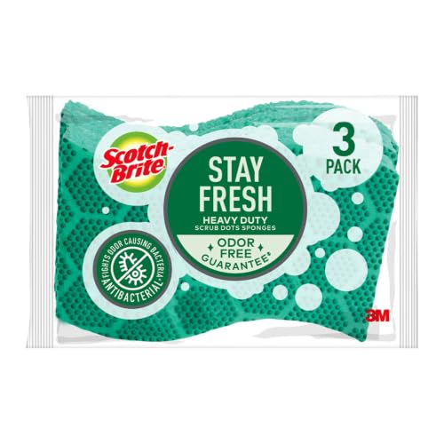 Scotch-Brite Odor Resist Heavy Duty Scrub Sponge 3 Pack | Kitchen & Household Cleaning