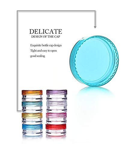 Aliotech 5g Empty Cosmetic Sample Jars with Multi-Color Lids 10 Pack