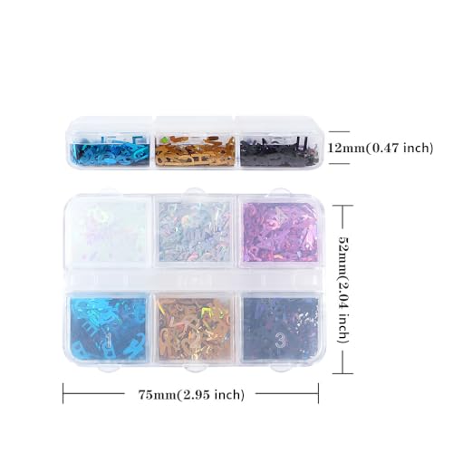 Holographic 3D Alphabet Nail Art Glitter Sequins - 6 Color Set (A-Z)