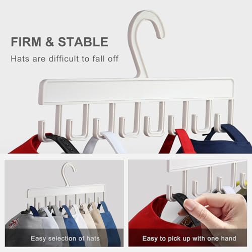 Muchfun 2-Pack Hat Hanger for Closet – 16-Hook Baseball Cap Organizer