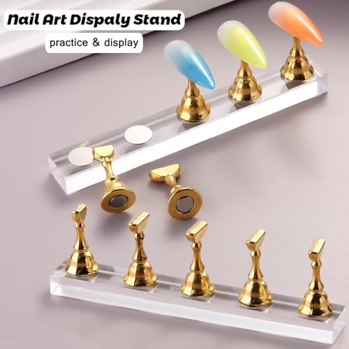 FSpronail Press-On Nail Stand Kit with 15 Brushes and 120 Fake Tips