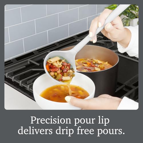 Tovolo Flex-Core Silicone Ladle BPA Free Oyster Gray Deep Soup Ladle, Heat-Resistant Kitchen Utensil