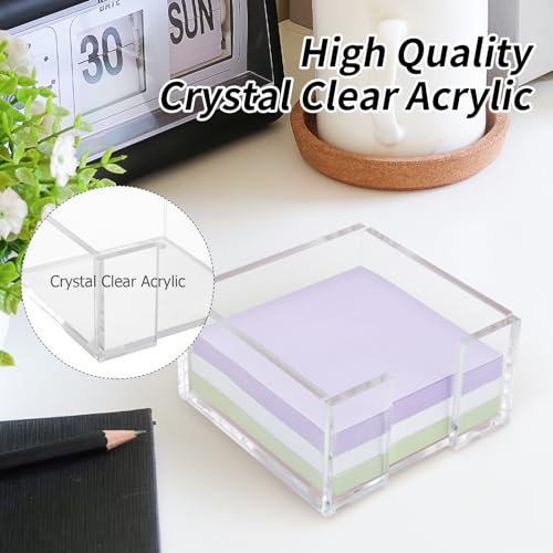 3x3 Acrylic Sticky Note Holder - Clear Desk Organizer for Office