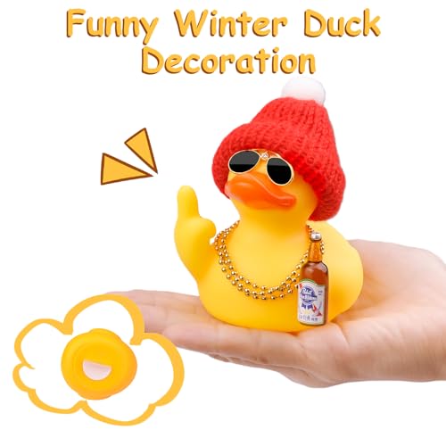 Rubber Duck Car Ornament with Accessories - 3.7in Dashboard Decor