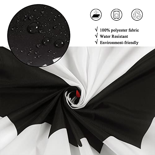 Halloween Bat Shower Curtain - Black and White Waterproof Fabric 72x72