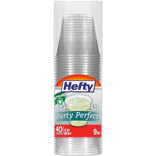 Hefty Party Perfect 9 oz. Clear Plastic Disposable Cups, 40 Count