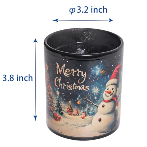 Christmas Cottage Heat Changing Mug - Snowman & Tree Magic 12 Oz, Blue/Red/White