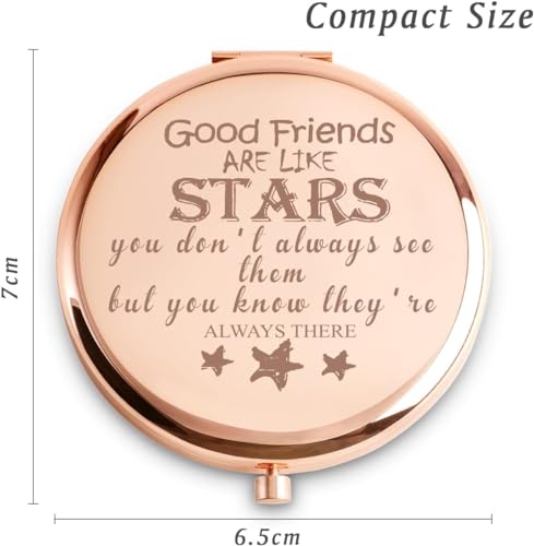 Custom Compact Mirror for Best Friends - Good Friends Are Like Stars - 2.5" Engraved Gift