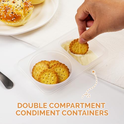 Reusable Snack Containers with Lids - 20Pcs Dual Compartment