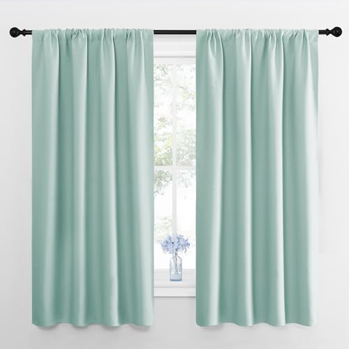 NICETOWN Aqua Blue Blackout Curtains, 42" x 48" - 2 Panels