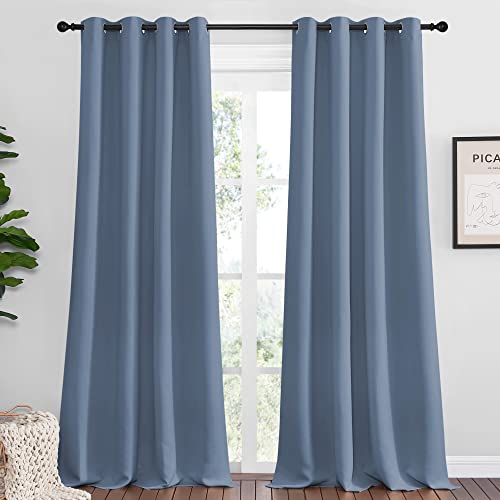 NICETOWN Stone Blue Blackout Curtain Panels - 55" x 96" (2 Pack)