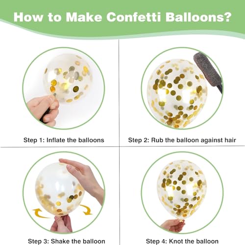 Sage Green Number 8 Balloon Set with Gold Confetti - 40" & 12"