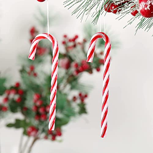 16pcs Christmas Candy Cane Ornaments - Red & White Plastic Decor