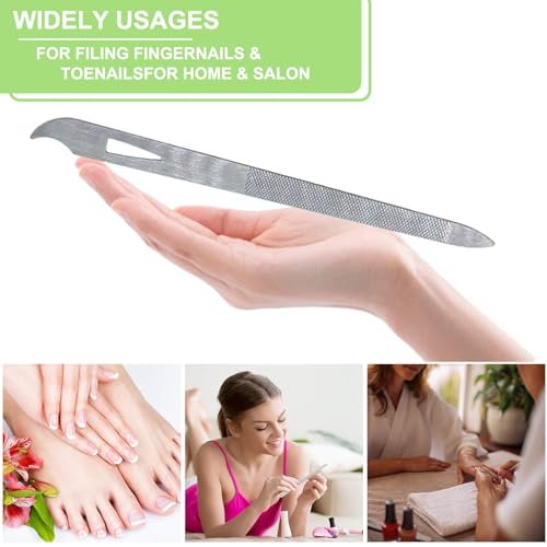 6 Pack Stainless Steel Nail File Set with Pointed Tip - 5.5 Inch