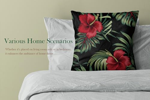 KELEMO Tropical Vintage Red Hibiscus Pillow Case 18x18 (Pack of 1)