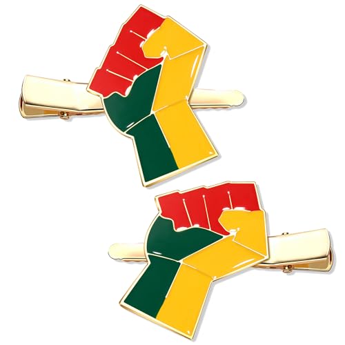 PHALIN Juneteenth Hair Clips African Map Power Fist Hair Barrettes