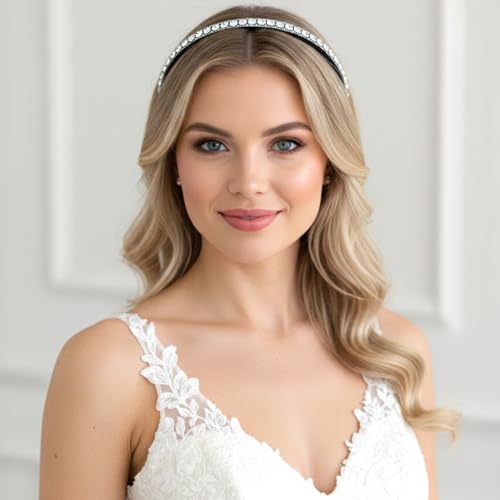 Mabor Rhinestone Headband for Women Sparkling Silver Bling Hair Band