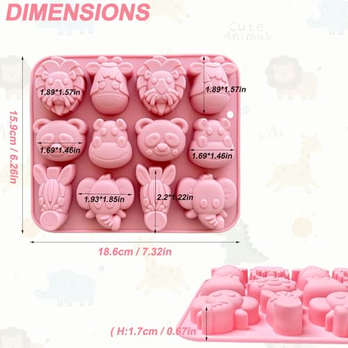 2-Pack Animal Silicone Molds for Chocolate, Candy, Soap & Candle Making