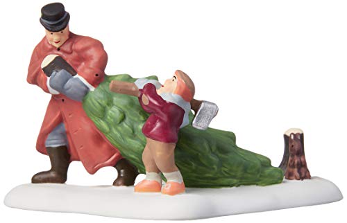 Christmas Village Figurine - Dickens' Series Father and Son Tree Cutting Accessory