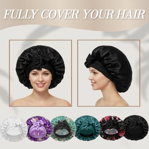 Cocosilk Satin Sleep Bonnet for Long Hair & Braids with Tie Band