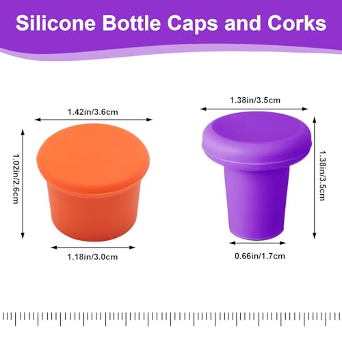 8-Pack MultiColor Silicone Wine Stoppers - Reusable Airtight Bottle Corks