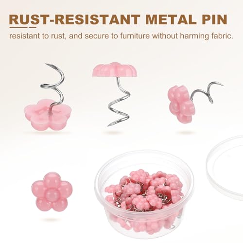 PATIKIL 100 Pcs Upholstery Twist Pins - Durable Pink Bed Pins for Furniture & Slipcovers