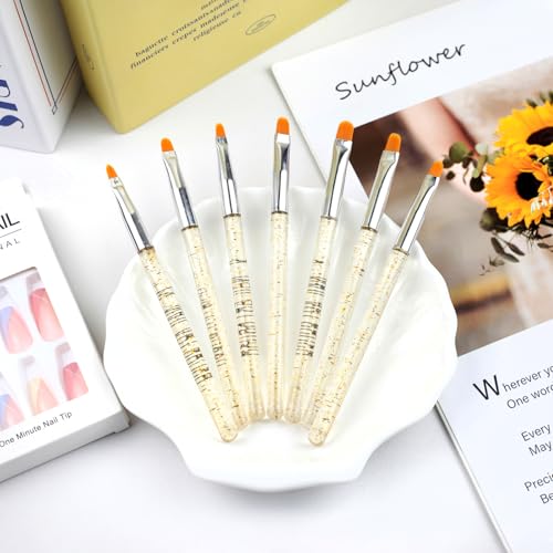 Ceemiaa 7pcs UV Gel Nail Brush Set - Poly Extension & Builder Pens