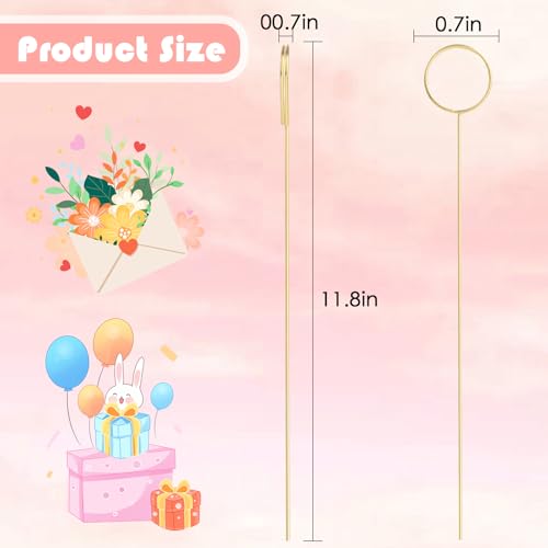 Round Shaped Picture Holders for Centerpieces - 40Pcs Durable Metal Sticks for Weddings & Events
