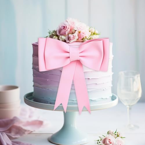 2 Oversized Pink Bow Cake Toppers | Princess Party Decorations