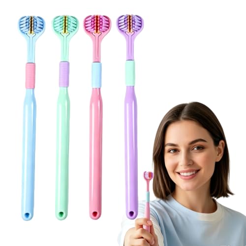 3-Sided Soft Bristle Toothbrush 4-Pack for Comprehensive Oral Care