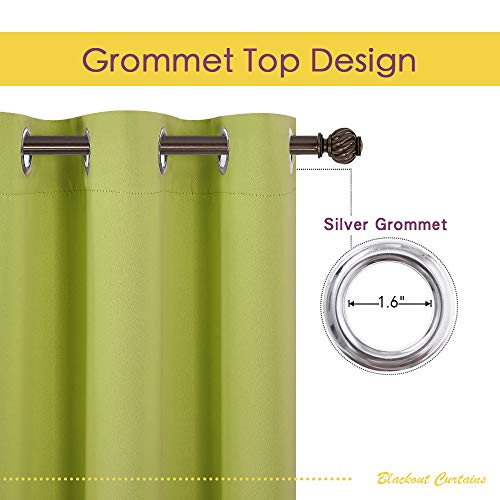 NICETOWN Fresh Green Blackout Curtain Panels, 70" x 95" - 2 Pack, Thermal Insulated Grommet Top Drapes
