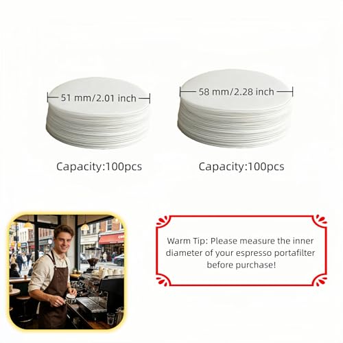 Espresso Paper Filters 51mm/58mm - 200 Pcs Disposable Coffee Filters