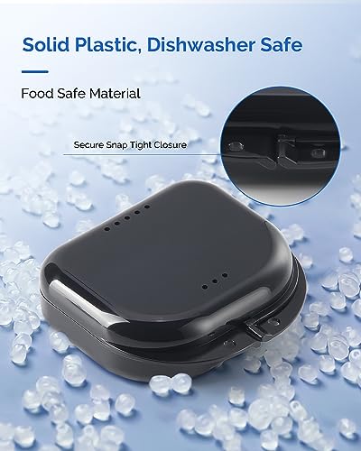 JMU 2 Pcs Retainer Case with Vent Holes and Snap Lock, White & Black