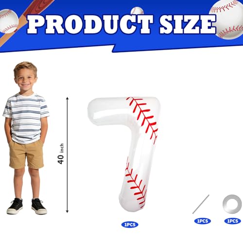 40-Inch Baseball Number 7 Balloon for Birthday Parties