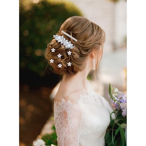 WHAVEL 14 Pcs Rhinestone Hair Clips and Flower Barrettes for Wedding
