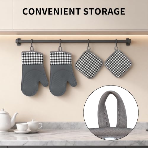 Tifanso 4PCS Silicone Oven Mitts & Pot Holders - Heat Resistant, Non-Slip Grip