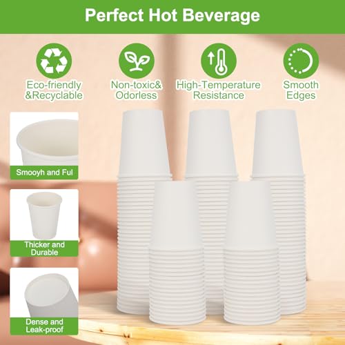 8 Oz Disposable Paper Coffee Cups - 120 Pack for Parties & Travel