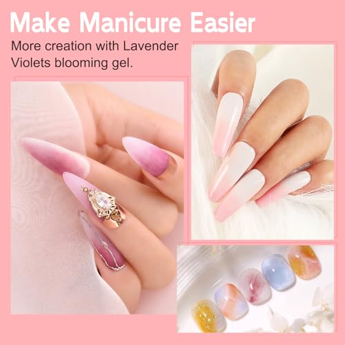Lavender Violets Blooming Gel 15ml Clear UV LED Nail Polish for Marble Watercolor Art