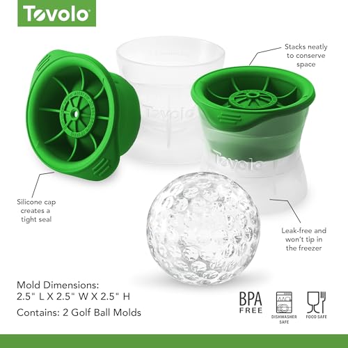 Tovolo Golf Ball Ice Cube Molds - Pack of 2 for Cocktails