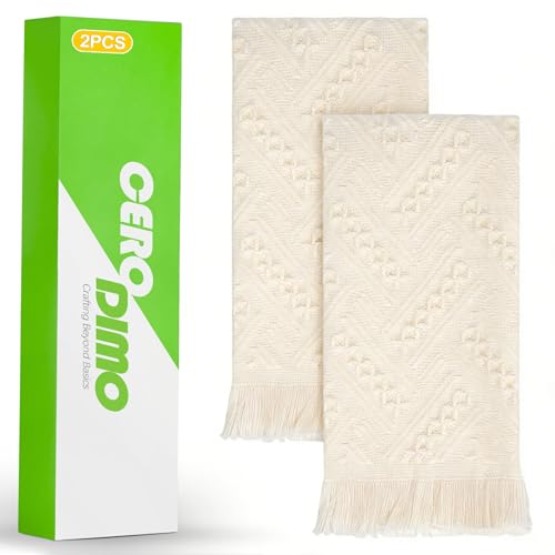 CeroDimo Boho Hand Towels Set - 2 Soft Cotton Towels (14x30 Inch)