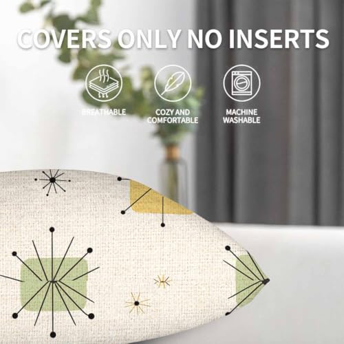 Mid-Century Modern Atomic Star Throw Pillow Covers - 18x18 Set of 2