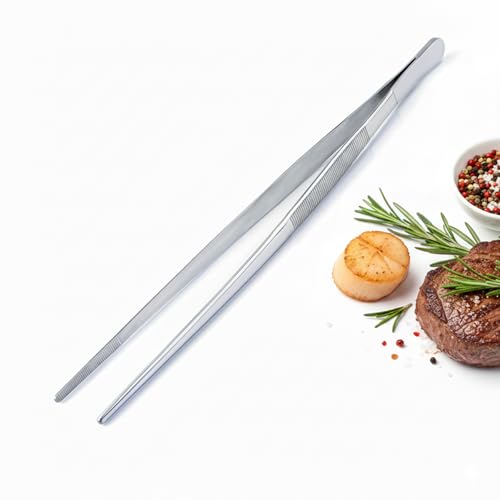 12-Inch Stainless Steel Kitchen Tweezers - Precision Cooking Tongs