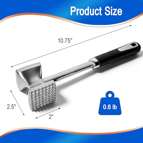 NimbusRise Dual-Sided Aluminum Meat Tenderizer Hammer with Grip