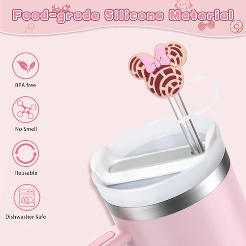 6 Pack Pink Silicone Straw Covers for Stanley Cup 30oz/40oz