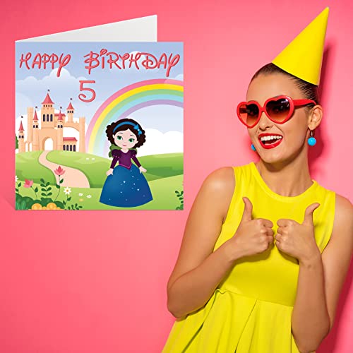 Princess Castle Birthday Card for 5 Year Old Girl - Stuff4