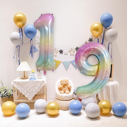 40 Inch Rainbow Number 1 Foil Balloon for 1st Birthday & Events
