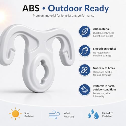 40 Pcs Windproof Clothesline Hanger Hooks - Strong Grip ABS Design