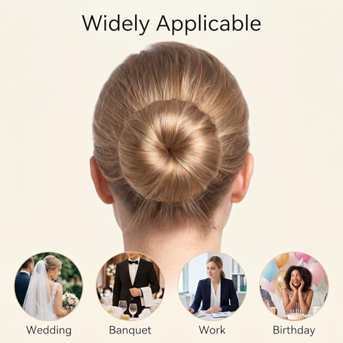 HJZHII Hair Bun Maker Set with 4 Sizes Sponge Donuts and 20 Bobby Pins Cream