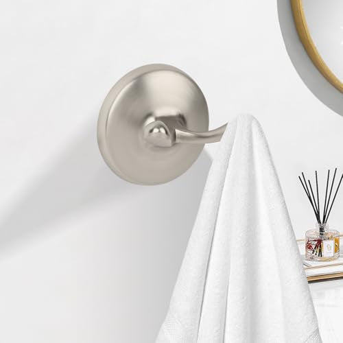 Heavy Duty Double Towel Hook Set - Brushed Nickel, 2 Pack