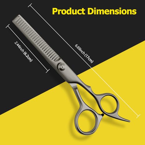 Kootinn 6-Inch Professional Hair Thinning Scissors Black Stainless Steel Barber Shears